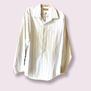 Van Heusen mens dress shirt white with blue pinstripe size 18, 34/35, XXL